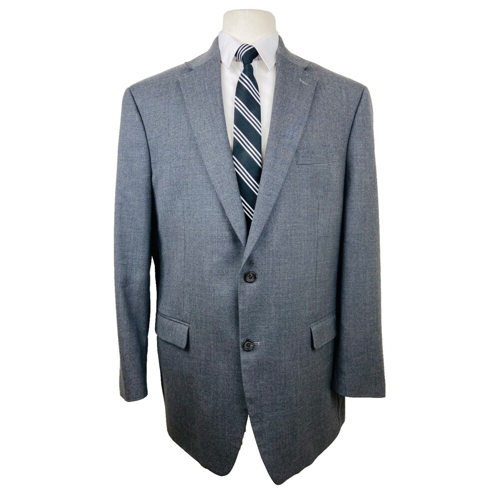 RALPH LAUREN MENS 44L SOLID GRAY SOFT 100% WOOL BLAZER SPORT COAT SUIT JACKET